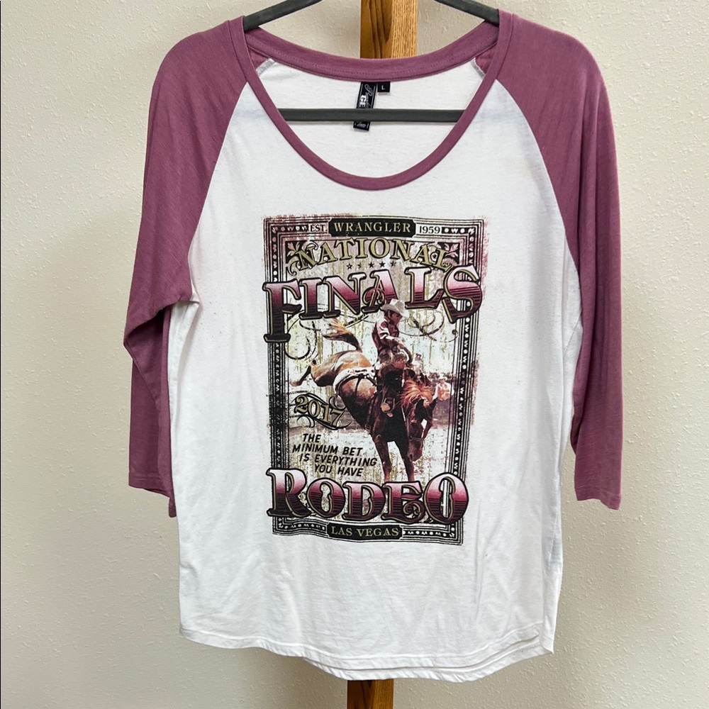 NFR Rodeo Women's Mauve and White Graphic Top Cowgirl